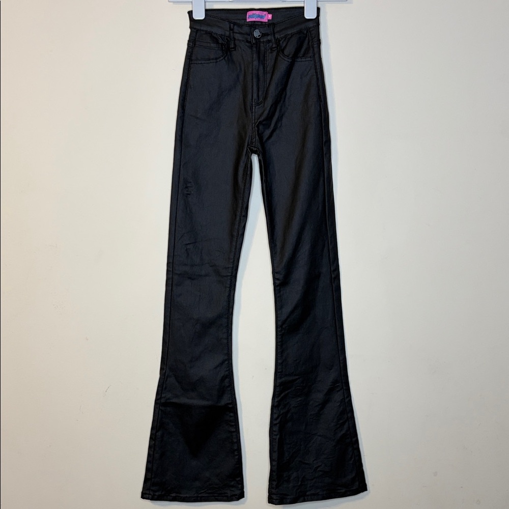 Edikted Faux Leather Black Flared Pants Size XS